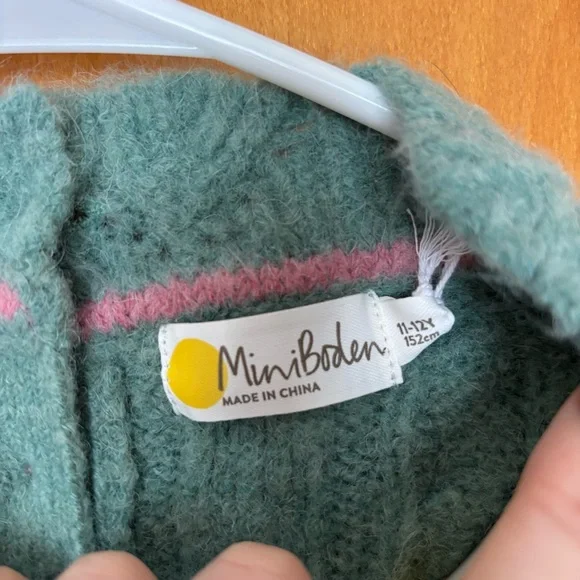 Mini Boden Pointelle Cable Jumper Green Girls 11-12 NWT - Picture 3 of 8